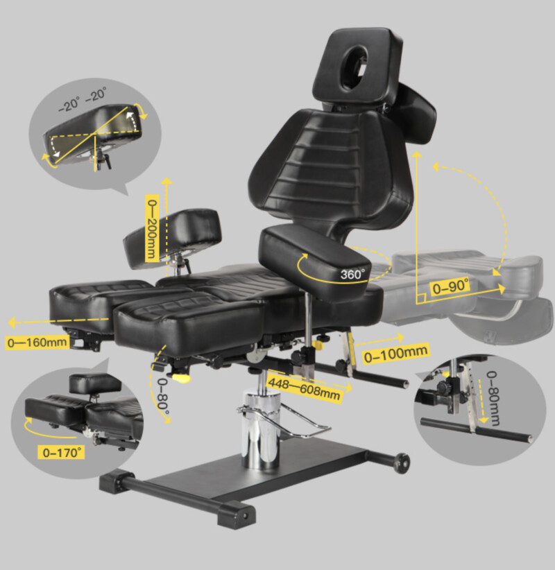 Cosmetology, pedicure, and tattoo chair TGC2 Black
