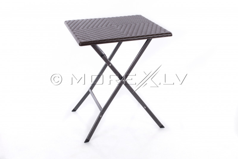 Square plastic folding table with a rattan design 62x62x74 cm