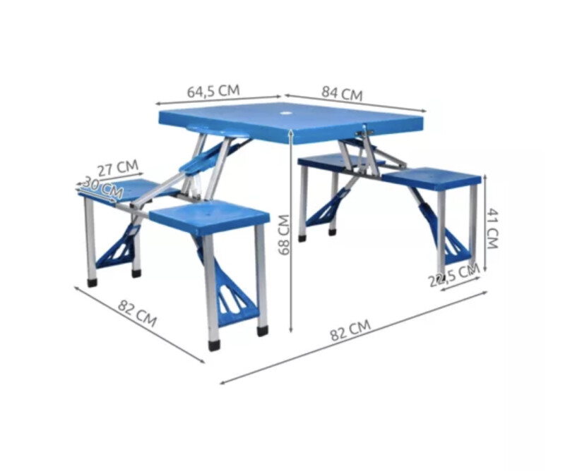 Fold-In-Half Table 84x64,5cm + 4 chairs