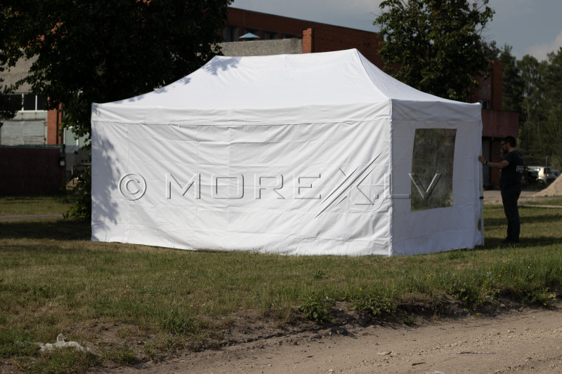 Pop Up Folding awning 3x6m, with walls, White, N series, aluminum (tent, pavilion, canopy)