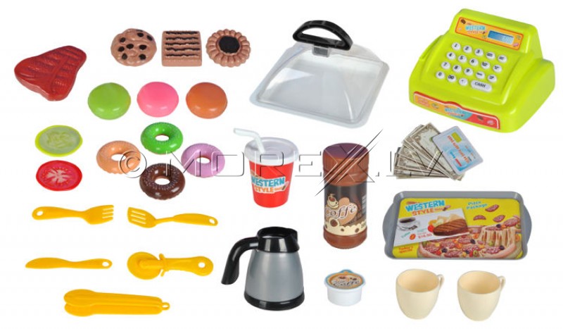 Toy supermarket set with a till, dishes and food (00006081)