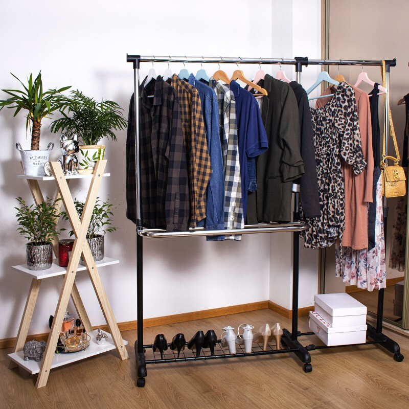 Shoe Rack With Clothes Hanger on Wheels