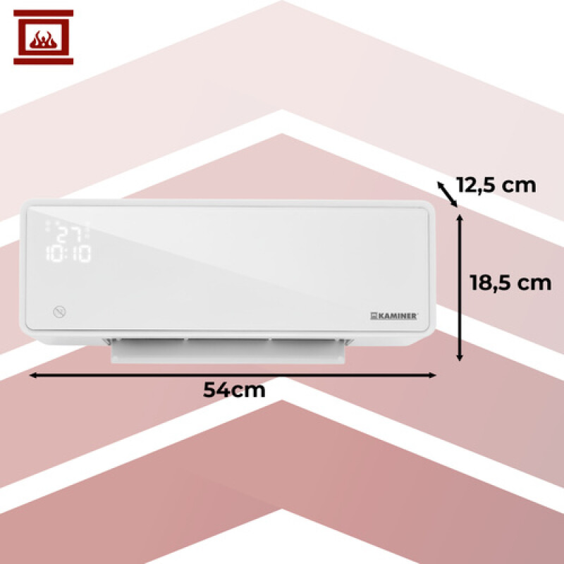 Sienas elektriskais sildītājs 1000W / 2000W ar taimeri, balts