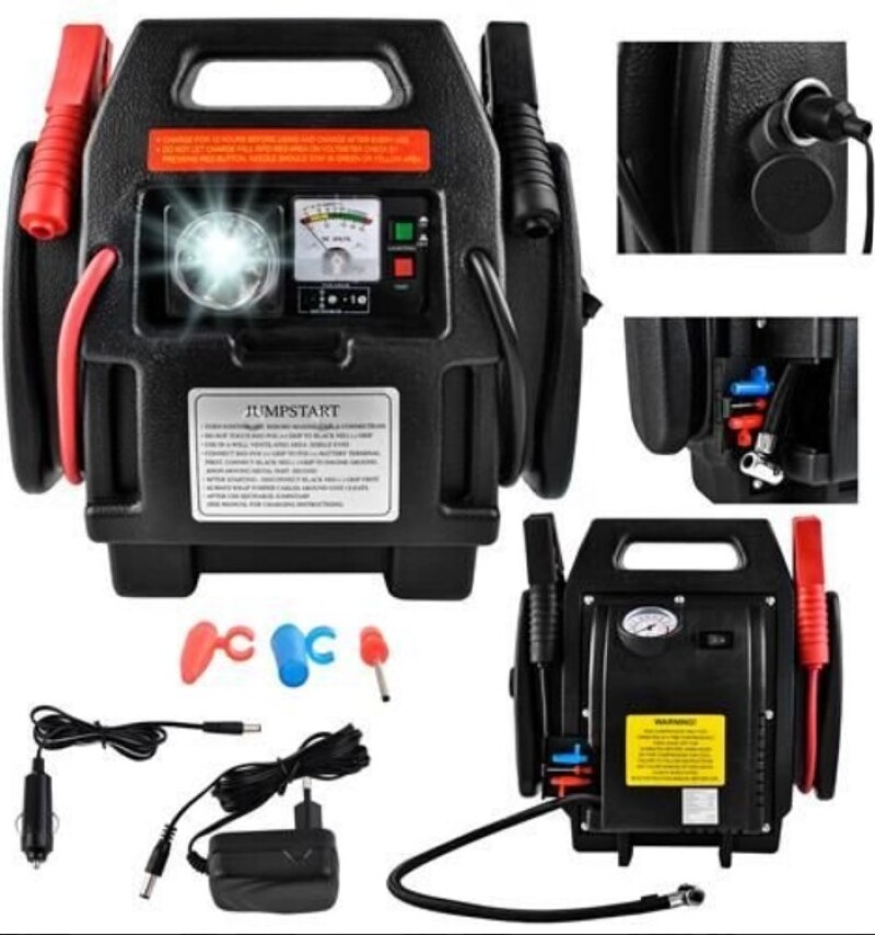 Car Battery Charger Starter 12V + Air Compressor