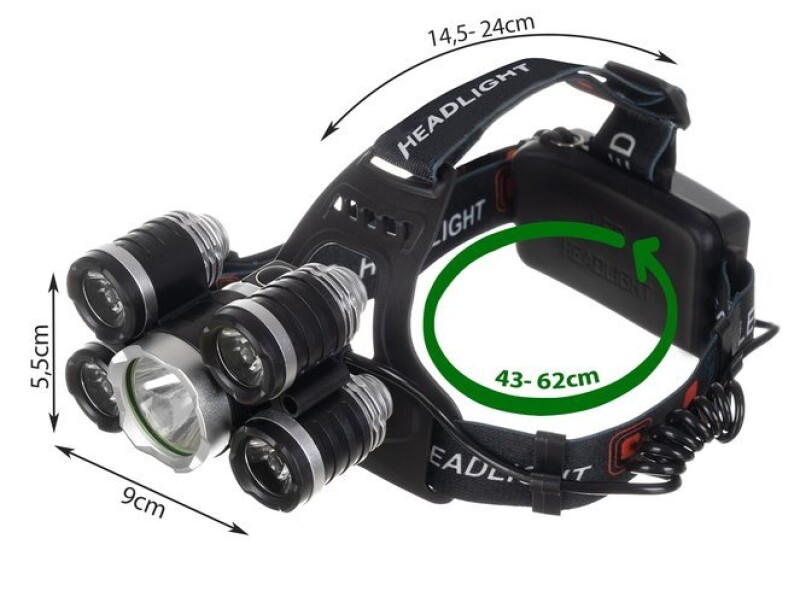 LED gaismas diožu galvas lukturis, 4 režīmi