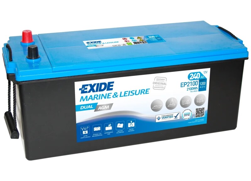 Power boat battery EXIDE Dual AGM EP2100 240AH (C20)