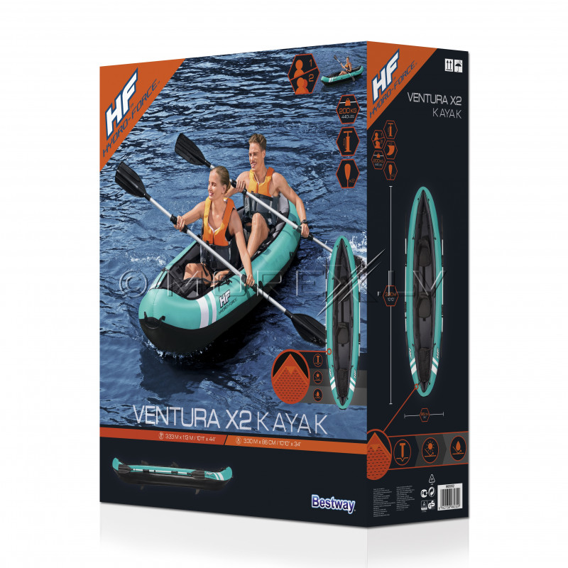 Two-seat inflatable kayak Bestway Ventura X2, 330x86 cm, 65052