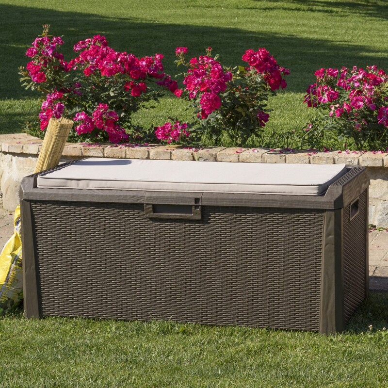 Wicker storage box + seat cushion, 148x72x64 cm, Toomax (Italy)