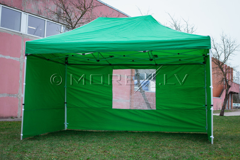 Pop Up Folding awning 3x4.5 m, with walls, Green, X series, aluminum (tent, pavilion, awning)