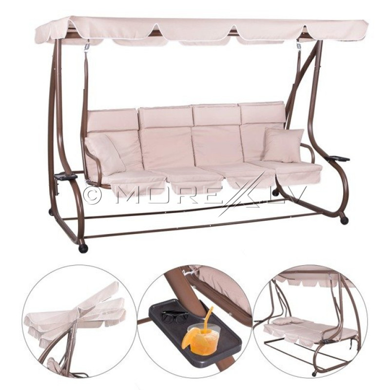 Dārza šūpuļdīvāns 250х120 cm, 4-vietīgs, bēšs
