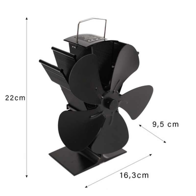 Kamīna ventilators ar 5-asmeņiem