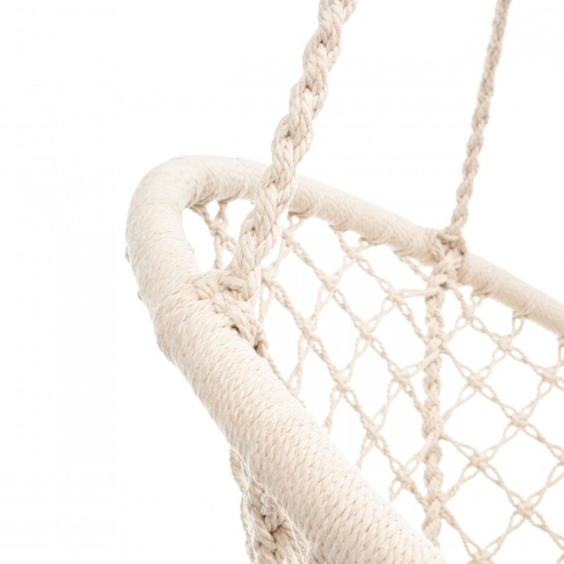 Hanging woven Macrame swing , 1,25 m beige round