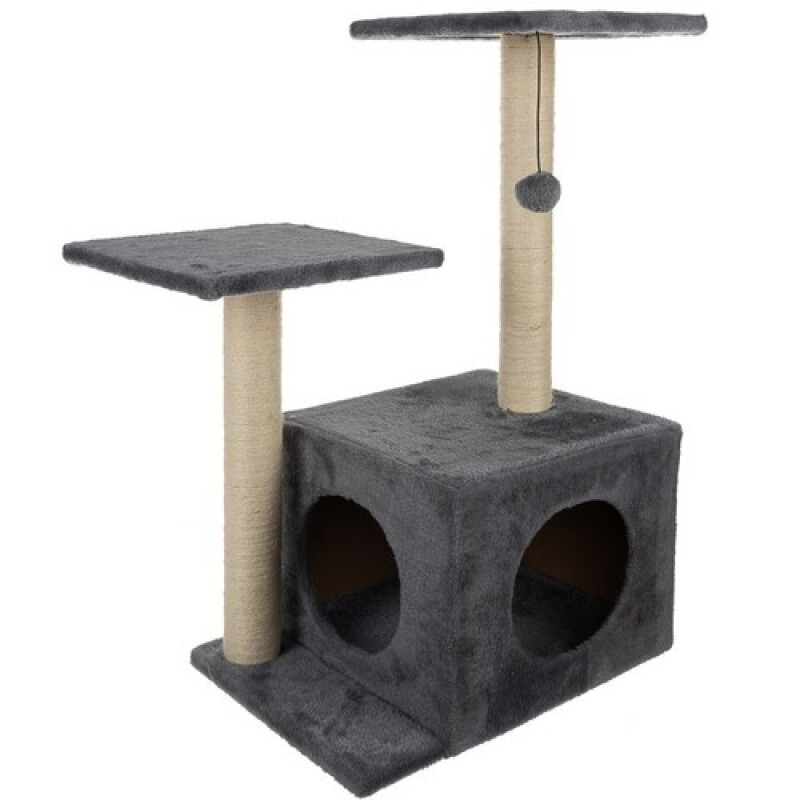 Kaķu māja nagu asināmais 74 cm, pelēks