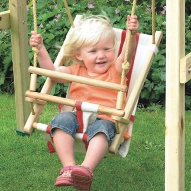 Kids wooden swing with canvas seat 45x31 cm, КВТ red-and-white