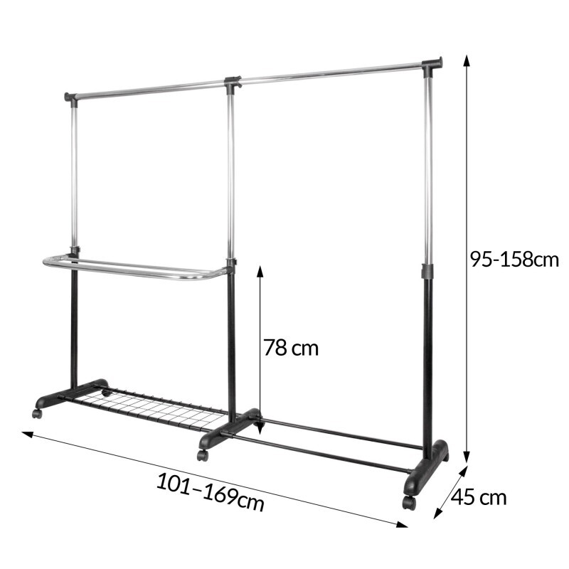 Shoe Rack With Clothes Hanger on Wheels