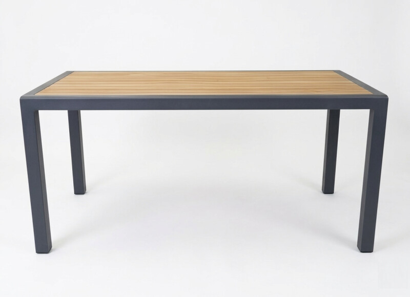 Outdoor dining table with wood texture, 150x80x74 cm