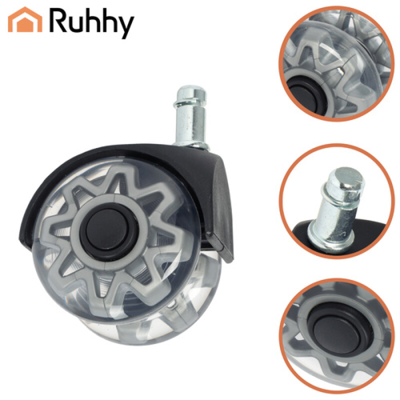 Office chair wheels, 5 pcs. grey