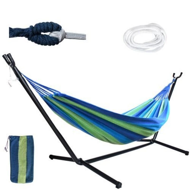 Garden hammock with a frame 200x150 cm, blue-green