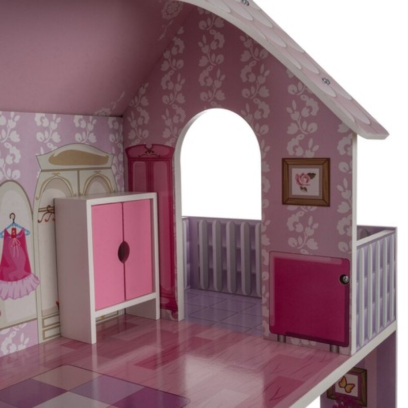 Wooden dollhouse with accessories, 70x62x27 cm