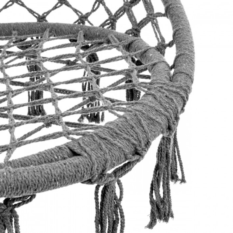 Hanging woven Macrame swing , 1,25 m grey round