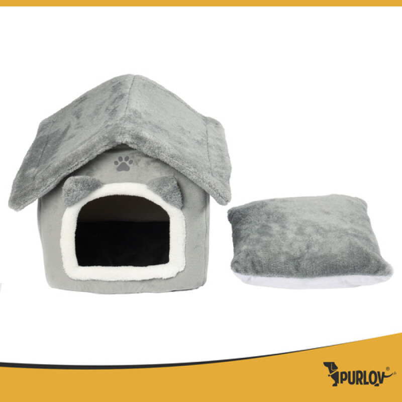 Cat bed, house, gray
