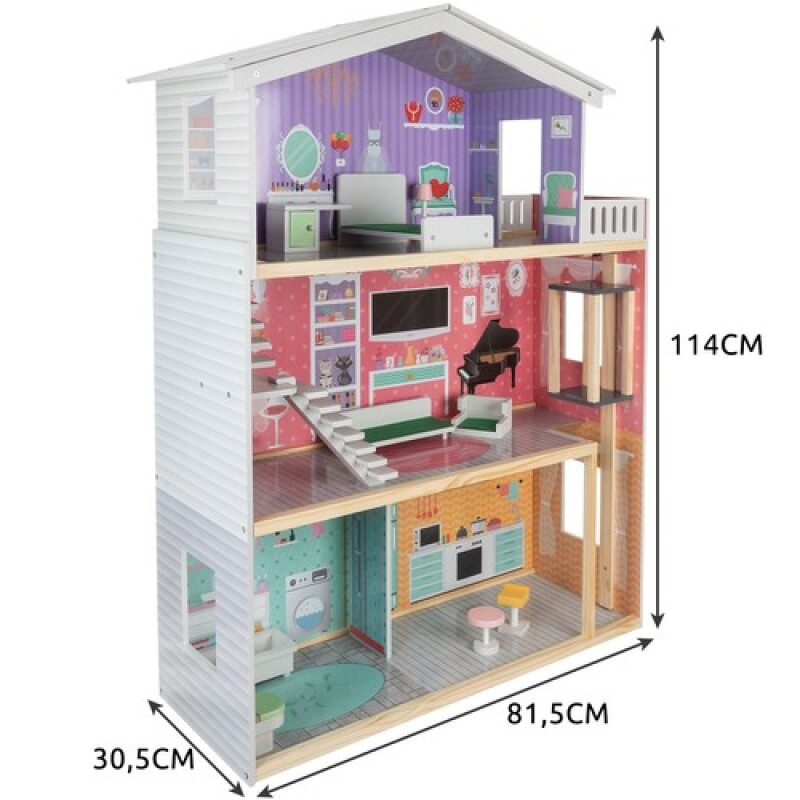 Big wooden dollhouse, 114x81.5x30.5cm