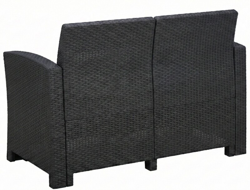 Double rattan garden sofa 120 cm, grey