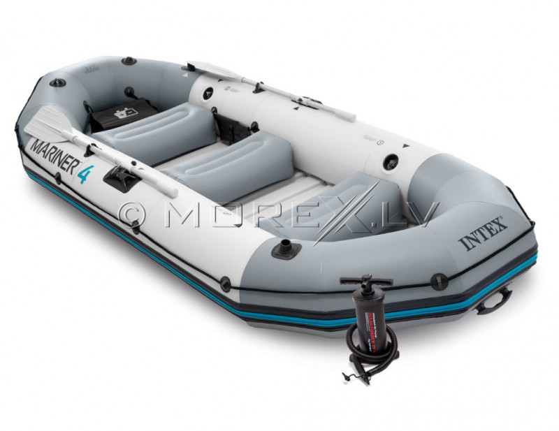 Надувная четырехместная лодка Intex MARINER 4 Boat Set с твёрдым полом (328x145x48)