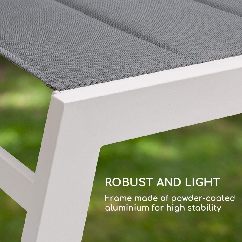 Sun lounger, subbed 199x65x35 cm, light gray