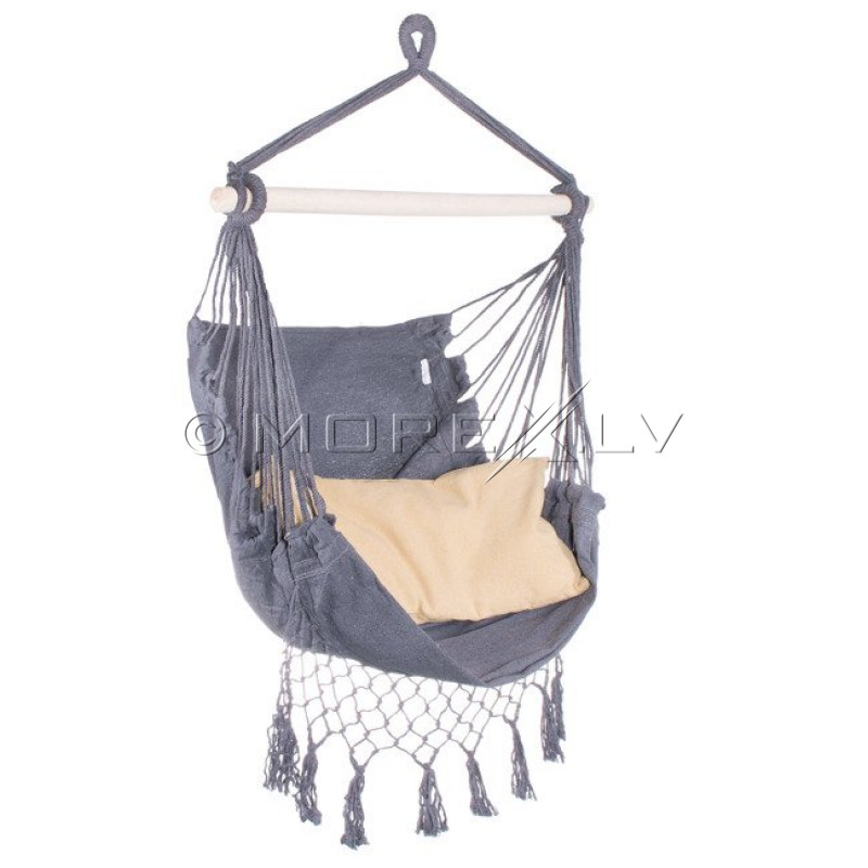 Hammock chair with cushions, grey, 150х100 cm