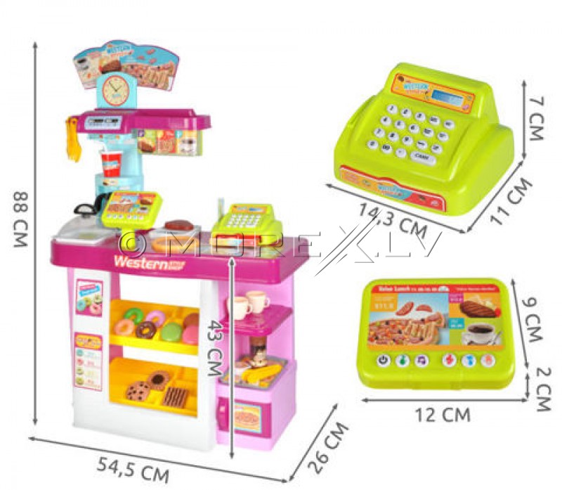 Toy supermarket set with a till, dishes and food (00006081)