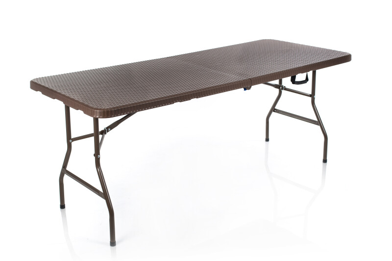 Folding table with a rattan design 183x76 cm + 6 chairs