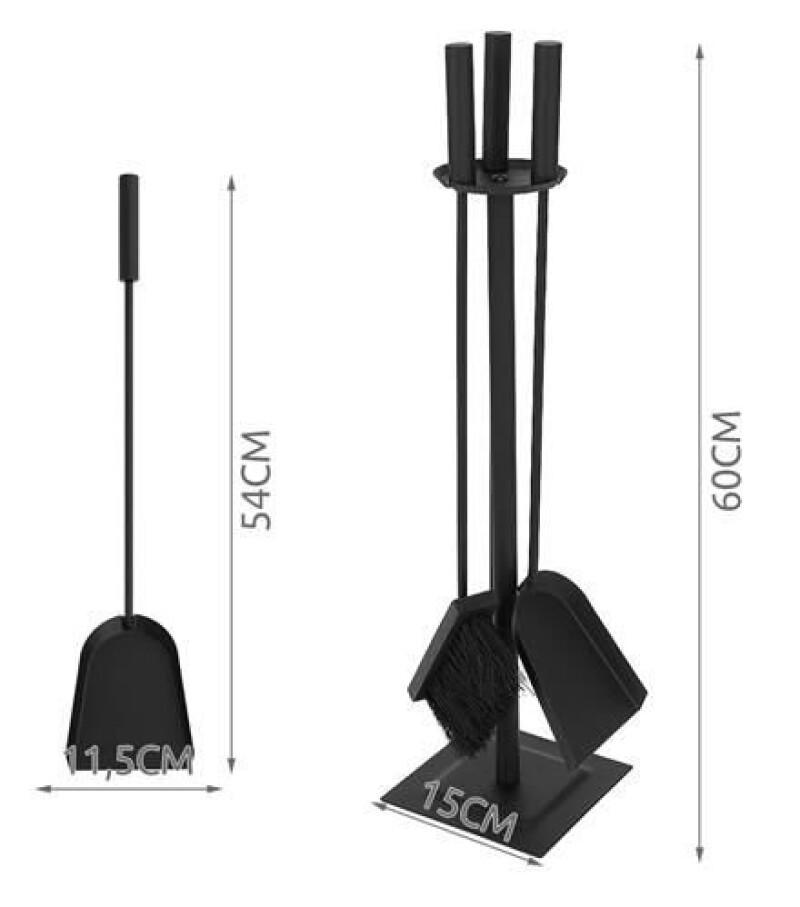 Kaminatööriistade komplekt 3 tk, must