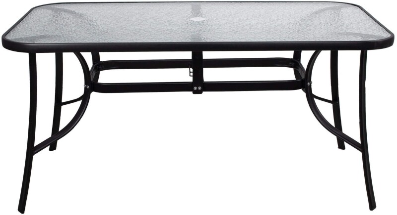 Table, metal with glass surface 150 x 90 x 71 cm Black