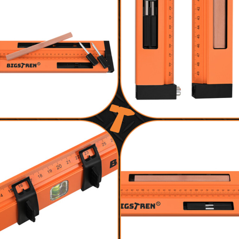 Multifunctional 3-in-1 Adjustable Angle Square, Spirit Level and Compass