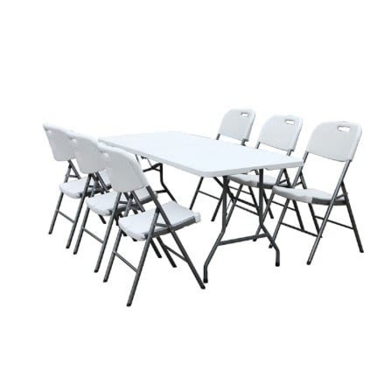 Fold-In-Half Table 183x76cm + 6 Folding Chair