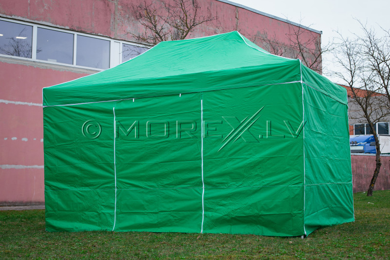 Pop Up Folding awning 3x4.5 m, with walls, Green, X series, aluminum (tent, pavilion, awning)