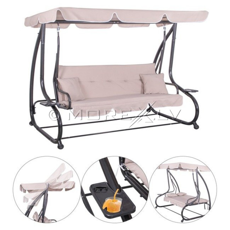 Garden swing 200х120 cm, 3-seat, beige