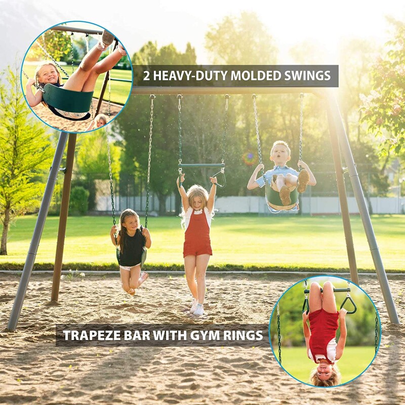 LIFETIME 90952 Kids Swing Set, turquoise-brown