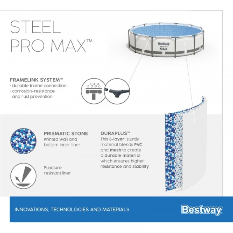 Karkasinis baseinas Bestway Steel Pro Max Set 305х76 cm, su filtruojančiu siurbliu (56408)