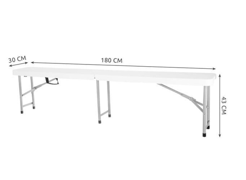 Folding Bench 180x30 cm, white