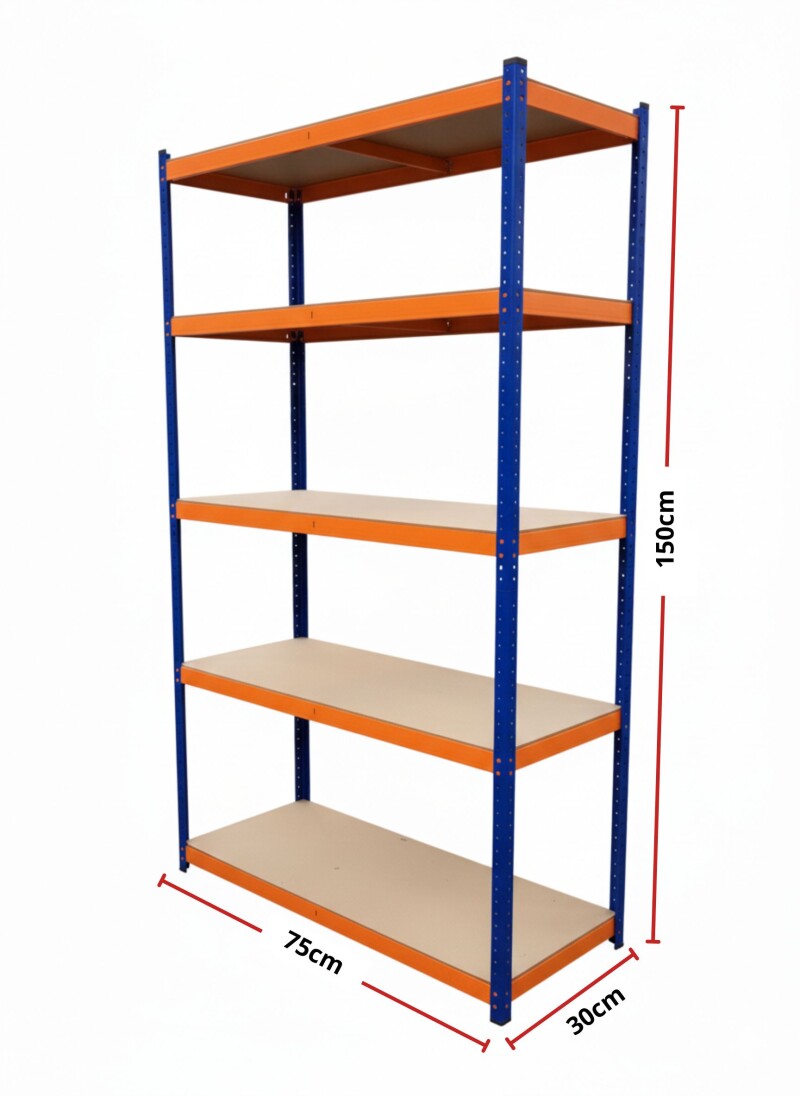 5 līmeņu noliktavas plaukts-stelāža 150x75x30 cm