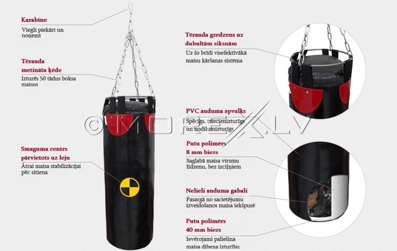 Boxing bag SANRO 130/28 cm, 32кг black