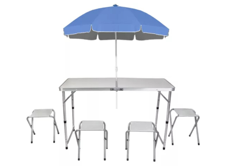Fold-In-Half Table 120x70cm + 4 Folding Chair