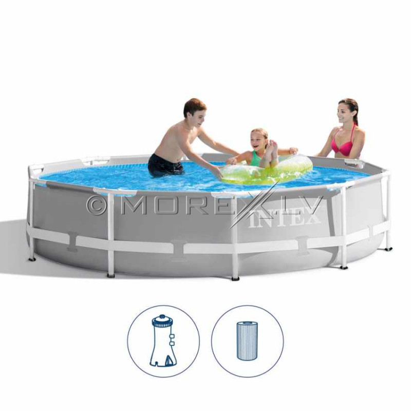 Karkasinis baseinas Intex Prism Frame Premium Pool Set 305x76 cm, su filtruojančiu siurbliu (26702)