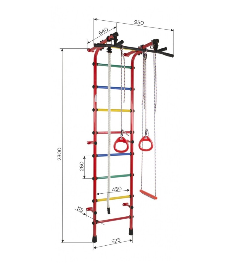 Sporto kompleksas, gimnastikos sienelė HAPPY KID balta-juoda 230x52,5 cm