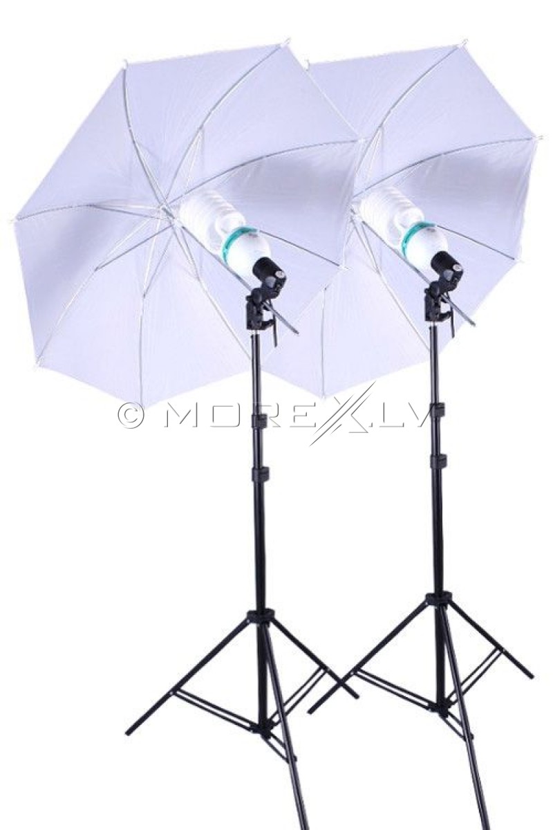 Komplektai 2x85W, 2X Umbrella, 2 Light Stands (foto_02899)