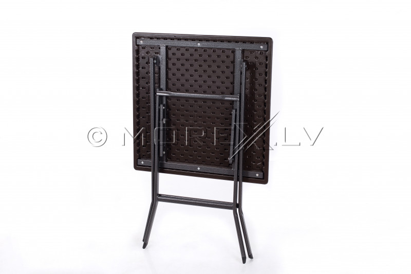 Square plastic folding table with a rattan design 62x62x74 cm + 2 chairs