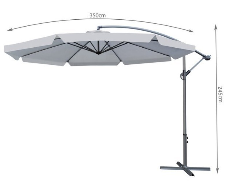 Солнцезащитный зонт на подставке, 3,5 m, тёмно серый