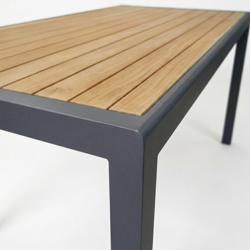 Outdoor dining table with wood texture, 150x80x74 cm